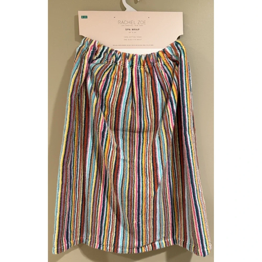 Rachel Zoe Striped Women's Spa Bath Shower Towel Wrap O/S Cotton Rare New